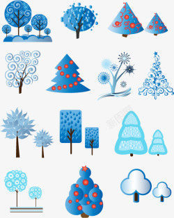 蓝色冬天树合集素材