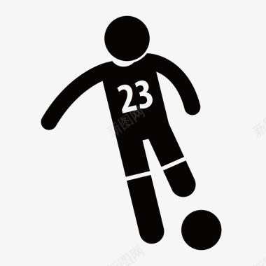 卡通踢足球的人图标图标