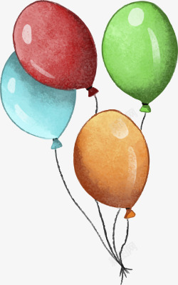四个气球儿童节手绘多彩气球高清图片