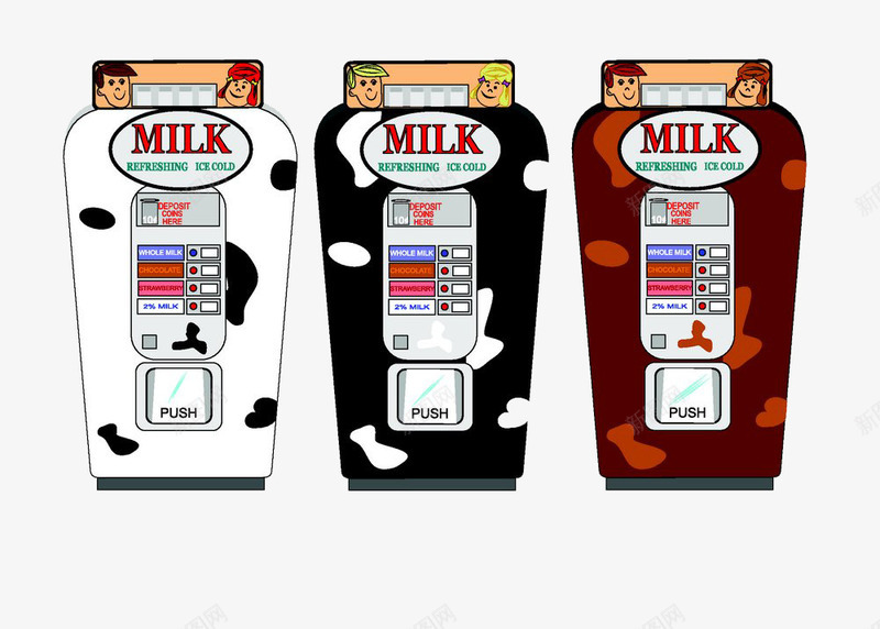 牛奶自动售货机png免抠素材_88icon https://88icon.com 卡通售货机 牛奶自动销售机 自动售货机 饮料店卡通