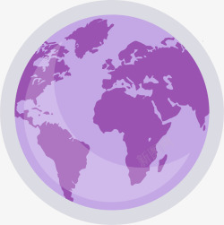 紫色手绘地球星球矢量图素材
