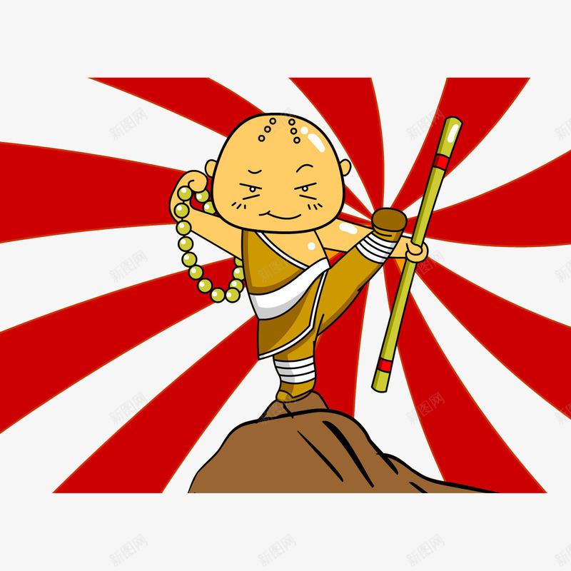 手绘练武的小和尚png免抠素材_88icon https://88icon.com 佛珠 卡通小和尚 小和尚 小沙弥 少林寺 手绘和尚 手绘小和尚 插画 武僧 漫画 练武