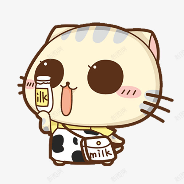拿着牛奶的卡通可爱小猫咪png免抠素材_88icon https://88icon.com 卡通 可爱 小猫咪 牛奶