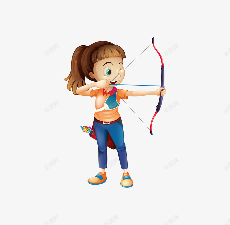 射箭的卡通女孩图案png免抠素材_88icon https://88icon.com 人物 卡通 女孩 射箭 弓箭 手绘图 漂亮的