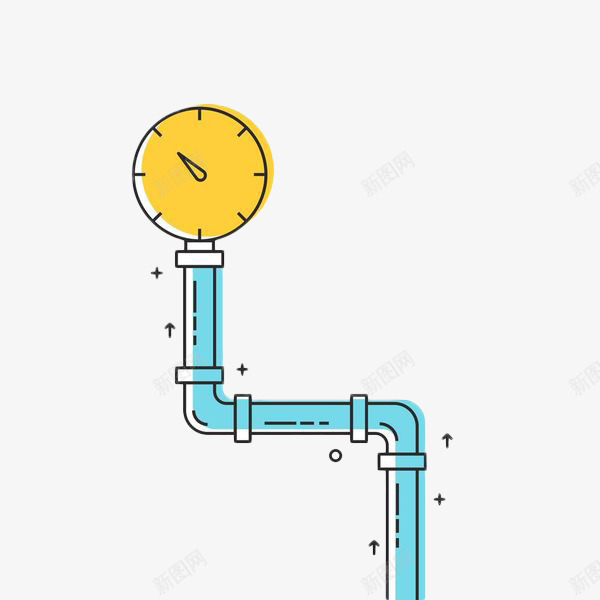 蓝色手绘简约管道png免抠素材_88icon https://88icon.com 扁平化 简约手绘 管子 管道 蓝色 表盘 金属材质 金属钢管 钢管