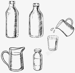 手绘饮料瓶手绘容器饮料瓶牛奶罐高清图片