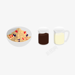 营养早餐水果燕麦矢量图素材