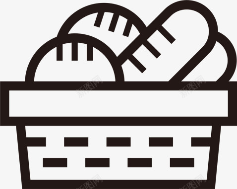 彩绘面包手绘篮子里的面包矢量图图标图标