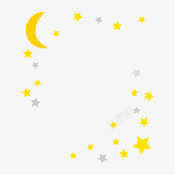 月亮星星对角装饰素材