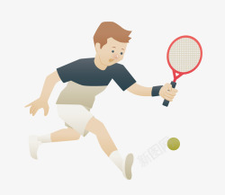 卡通打网球男孩矢量图素材