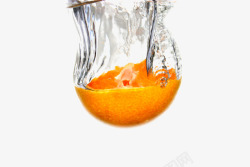 掉入水中的橙子素材