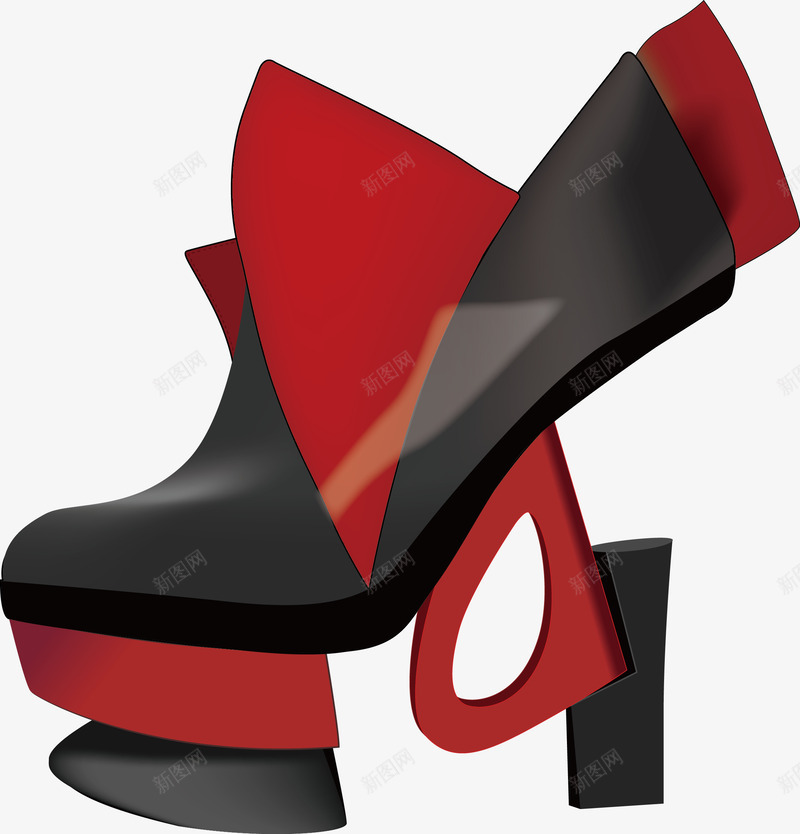 个性化女款皮鞋png免抠素材_88icon https://88icon.com 个性 产品对比 夏天 女性 黑红