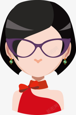 卡通戴眼镜的女人图素材