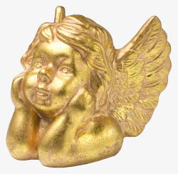 金色金属天使小孩雕塑素材