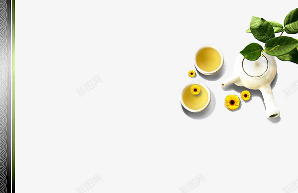 素雅茶文化菊花茶psd免抠素材_88icon https://88icon.com 生活 简约风 素雅 茶 菊花