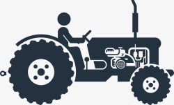 彩色拖拉机耕作农具设备剪影矢量图高清图片