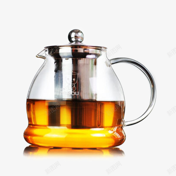 耐热玻璃茶壶不锈钢过滤泡花草茶png免抠素材_88icon https://88icon.com 产品实物 玻璃茶壶 耐热玻璃茶壶