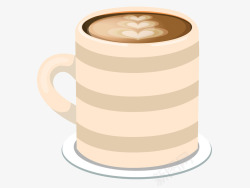 条纹马克杯咖啡爱心饮料手绘牛奶素材