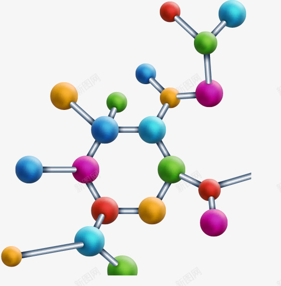 彩色分子结构图矢量图ai免抠素材_88icon https://88icon.com 分子结构 圆球体 彩色 金属色 矢量图