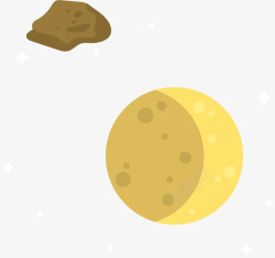 黄色扁平陨石月亮素材