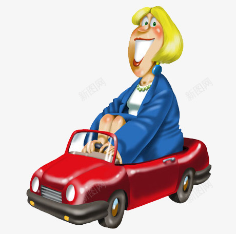 坐在车子上的女人png免抠素材_88icon https://88icon.com 庞大的人 开车的人 搞笑的漫画 红色小车 金发女子