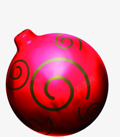 红色卡通花纹圆球装饰素材