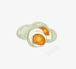 鸭蛋黄食材手绘切半咸鸭蛋黄高清图片