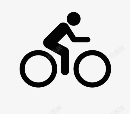 卡通黑色健身房骑自行车标识图标图标