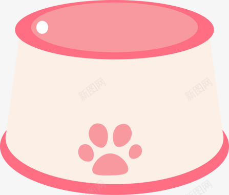 粉色扁平化猫粮盆元素图标图标