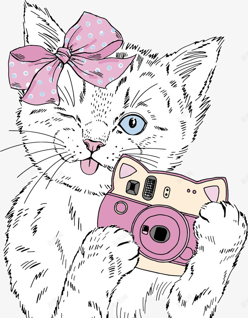 可爱粉色小猫矢量图ai免抠素材_88icon https://88icon.com 创意 可爱 彩色 手绘的 漫画 矢量的 简单 粉色小猫 矢量图