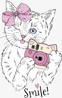 可爱粉色小猫矢量图素材