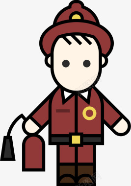 卡通消防员小人图标图标
