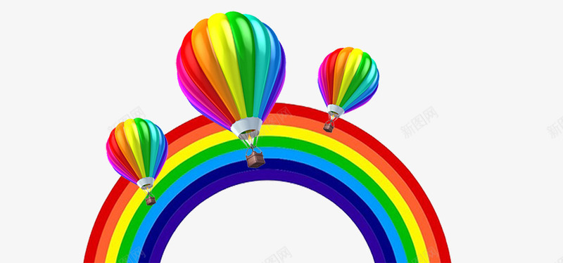 多彩气球彩虹元素psd免抠素材_88icon https://88icon.com 创意 多彩 彩虹 热气球