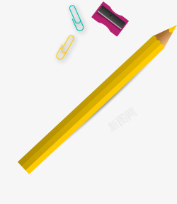 开学季黄色卡通铅笔素材