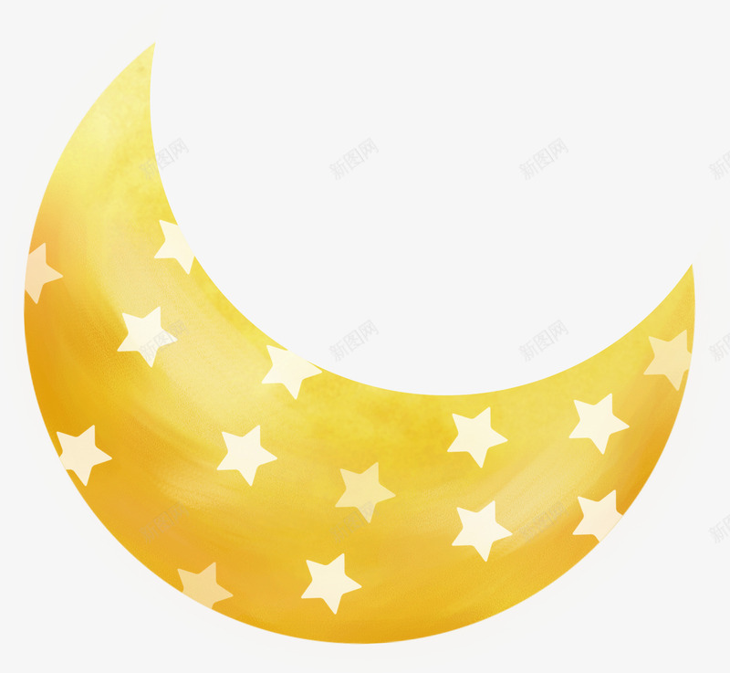 弯弯的月亮png免抠素材_88icon https://88icon.com 创意 星星 月亮 黄色