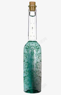 薄荷绿玻璃瓶装饮料素材