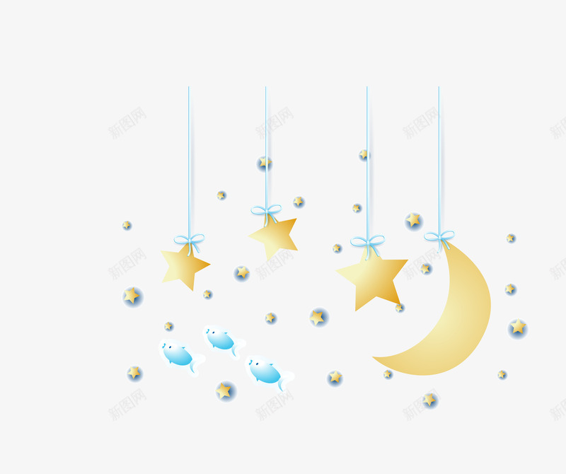 浅色创意悬挂星星月亮夜晚png免抠素材_88icon https://88icon.com 创意悬挂 夜晚 星星月亮 浅色星星月亮 矢量星星月亮