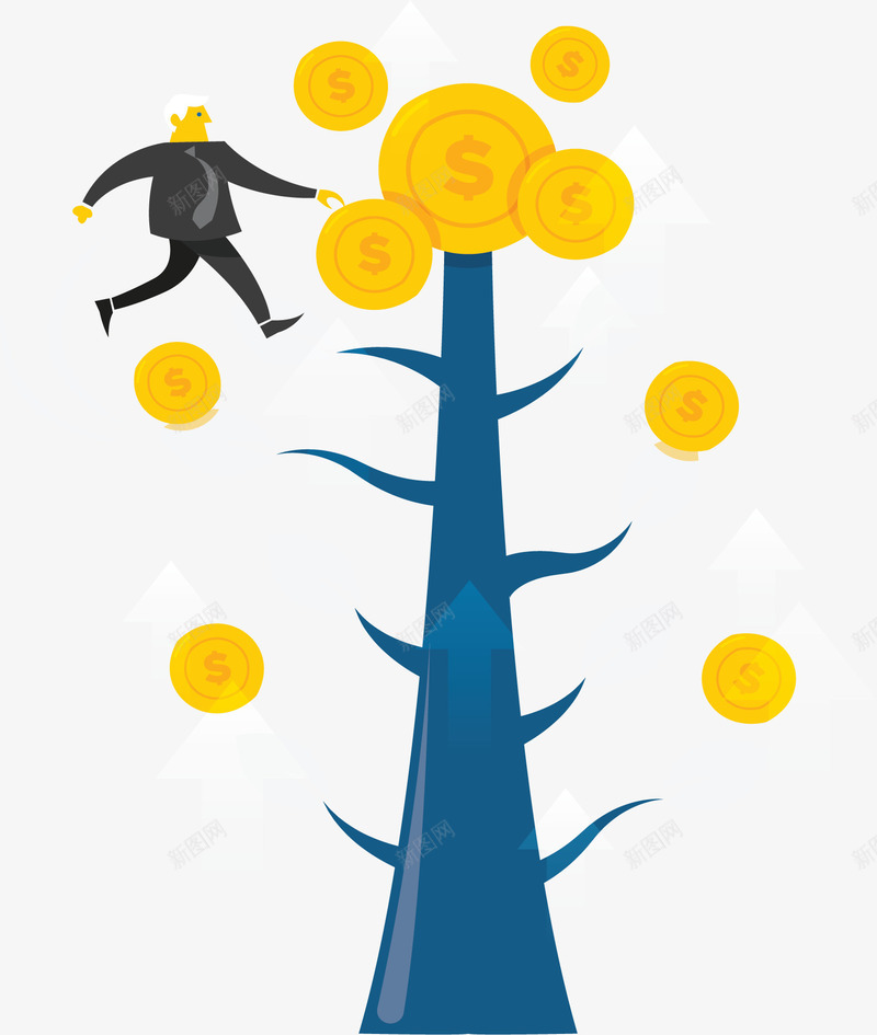 金币大树商务小人矢量图ai免抠素材_88icon https://88icon.com 业绩 业绩提高 商务小人 摇钱树 矢量png 矢量图 美元树 金币大树