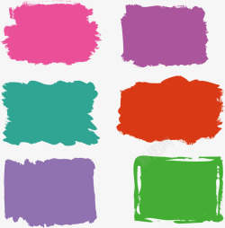 多彩紫色红色绿色油画笔刷素材