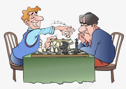 日常下棋黑白棋漫画素材