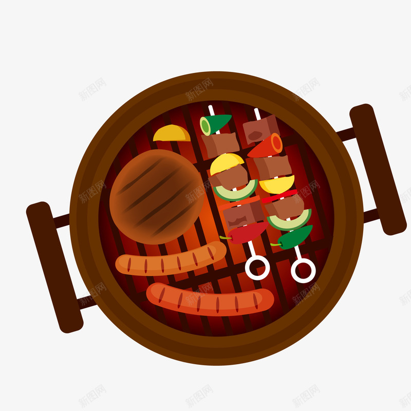 俯视图烧烤食物矢量图ai免抠素材_88icon https://88icon.com 517吃货节 BBQ 俯视图 烧烤 食物设计 矢量图