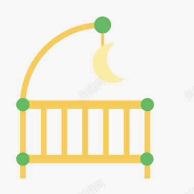 婴儿床手绘卡通婴儿床图标图标