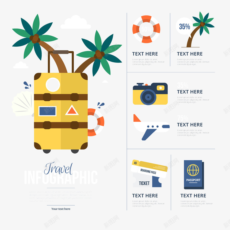 对于infography平旅游元素png免抠素材_88icon https://88icon.com 世界 信息 图 图形 图表 平 平面设计 数据 旅行 时间表 树 棕榈 棕榈树 流程 游泳圈 相机 票 要素 设计