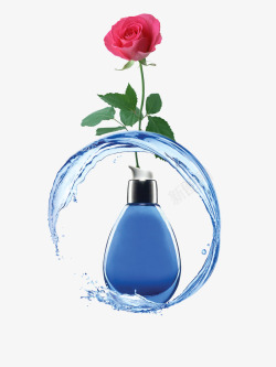 香水广告玫瑰玻璃瓶素材