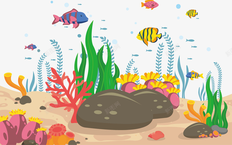 多姿多彩的海底世界png免抠素材_88icon https://88icon.com 多姿多彩 海底世界 海洋生物 生物多样性 矢量素材