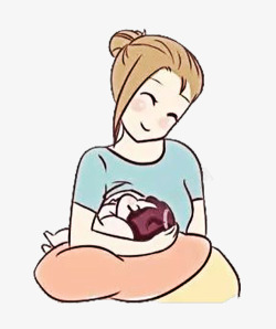 卡通母乳喂养婴儿漫画素材