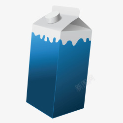 蓝色大瓶牛奶奶盒矢量图素材
