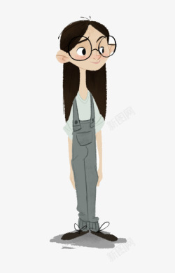 戴眼镜的女孩素材