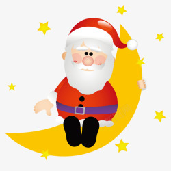 白胡子老爷月亮上的圣诞老人高清图片