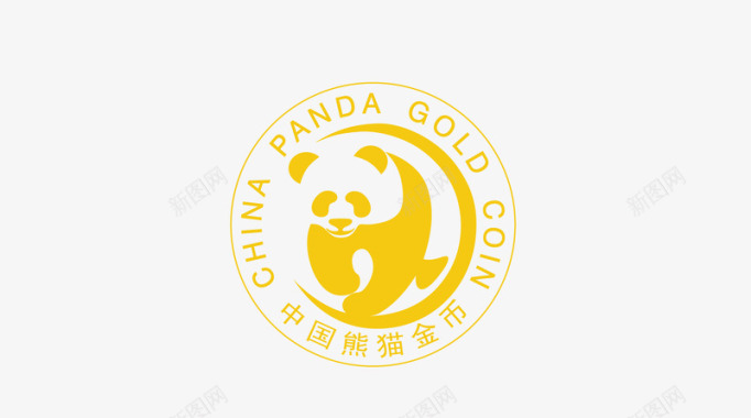 堆放金币中国金币熊猫logo图案图矢量图图标图标